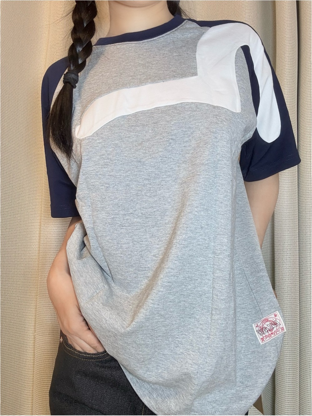 Evisu Grey, Navy & White Short Sleeve Tee